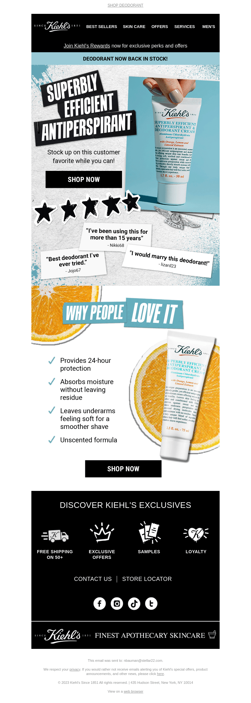 Kiehl's email from Mon, Oct 2, 2023