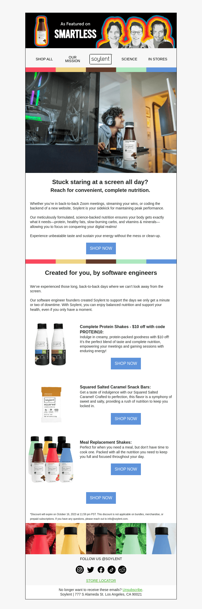 Soylent email from Mon, Oct 2, 2023
