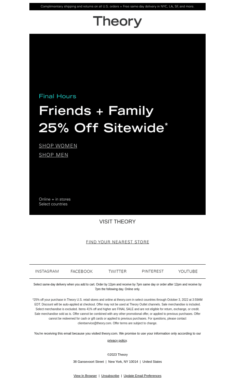 Final Hours: 25% Off Sitewide