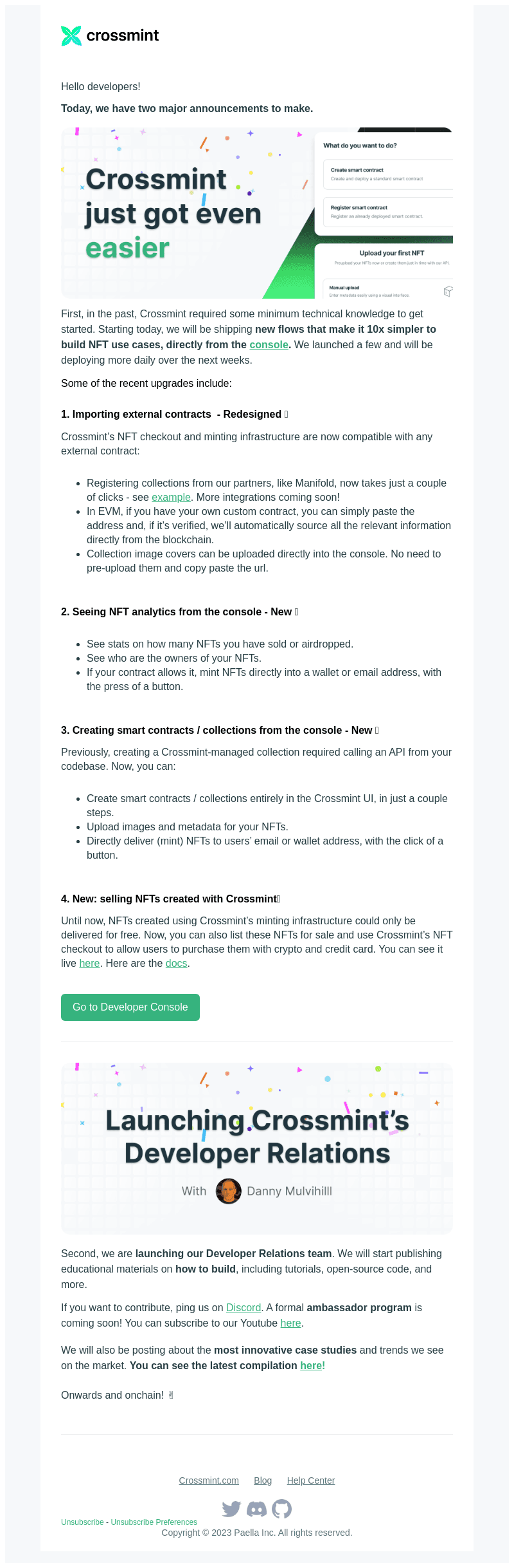 Crossmint email from Tue, Oct 3, 2023