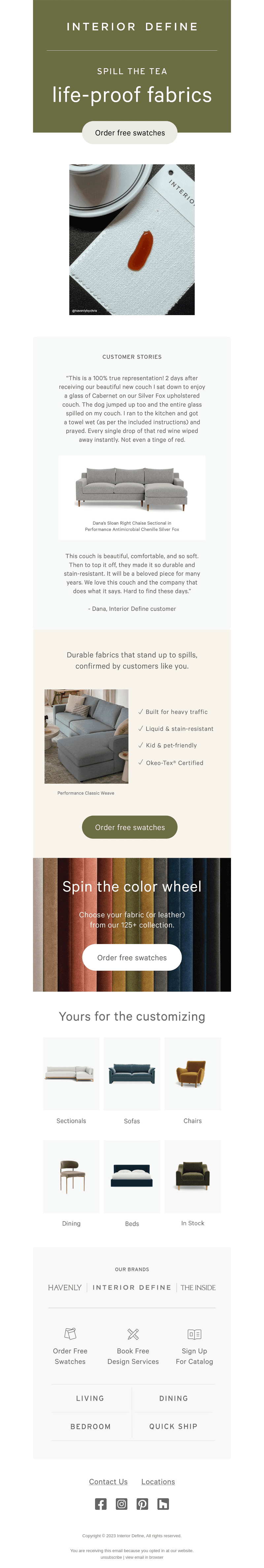 Spill red wine on your sofa!