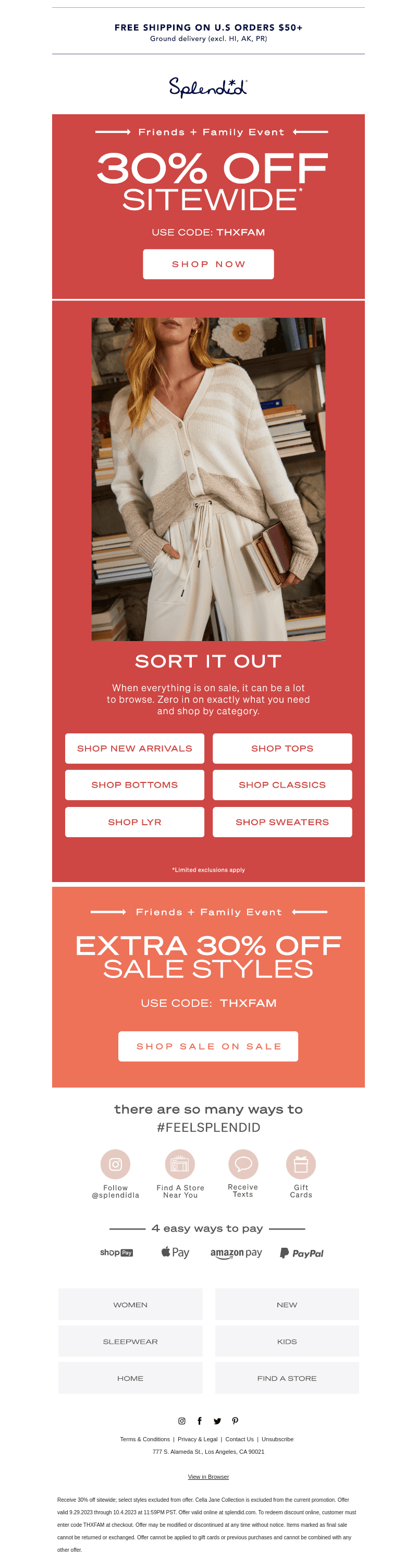30% Off: ✔️ New Arrivals ✔️ Tops ✔️ Bottoms ✔️ Classics