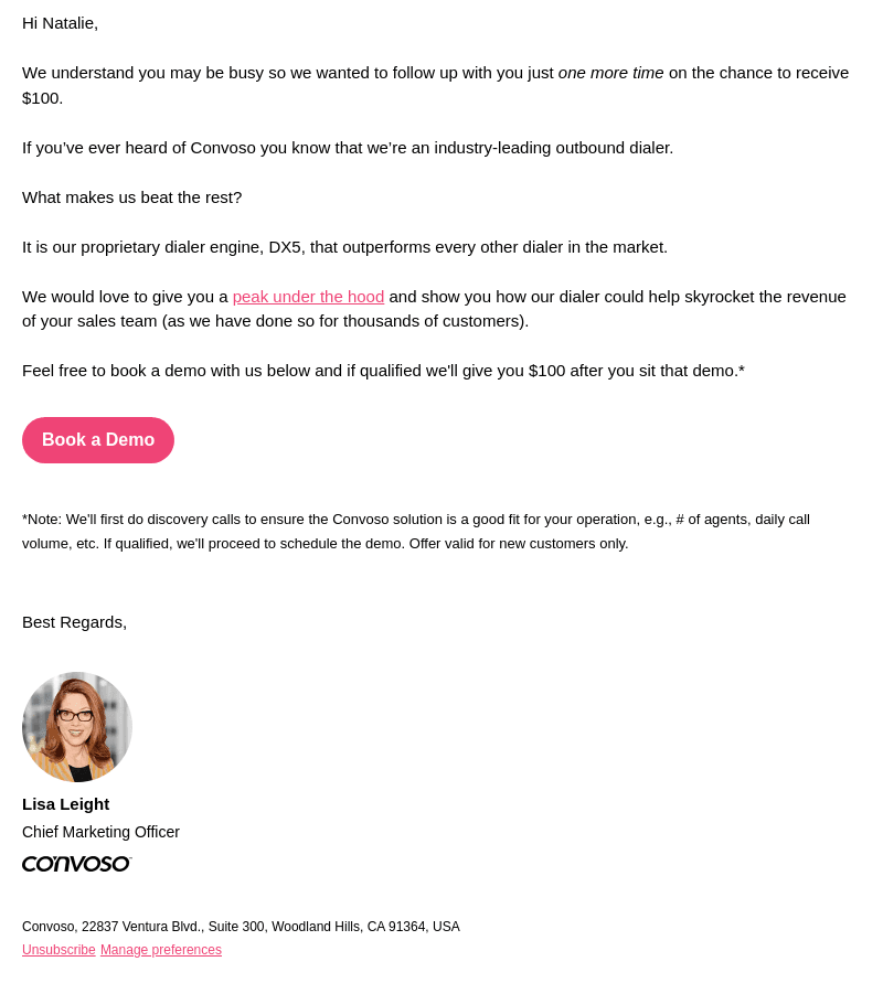 Convoso email from Wed, Oct 4, 2023