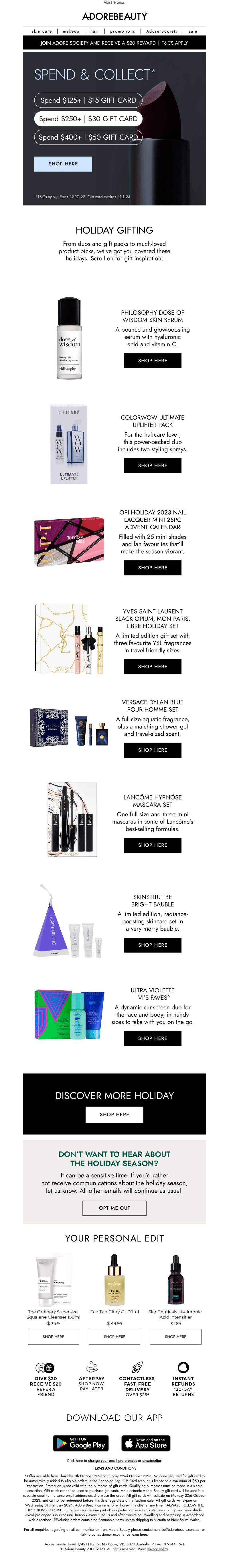 Adore Beauty email from Wed, Oct 4, 2023