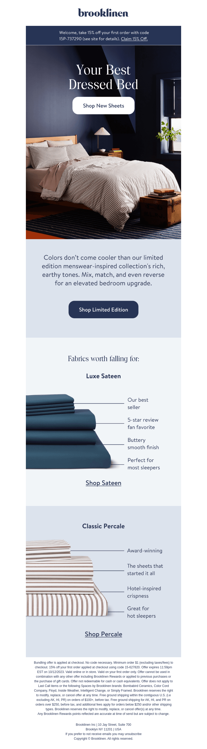 Brooklinen email from Thu, Oct 5, 2023