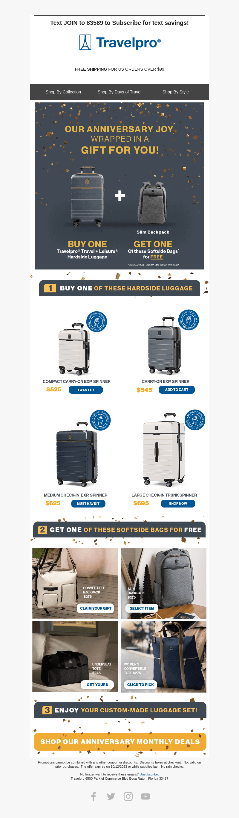 Travelpro Products email from Fri, Oct 6, 2023