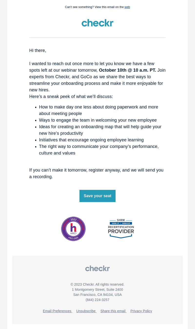 Got Plans Tomorrow? Join our Onboarding Webinar!