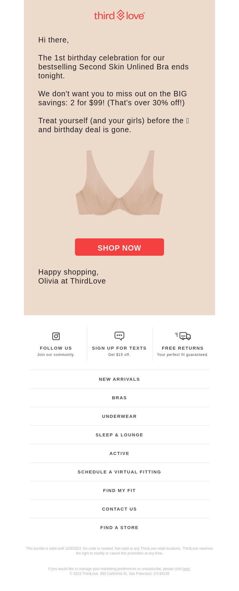 ⏰ FINAL HOURS! 2 for $99 on our top  bra. ⏰