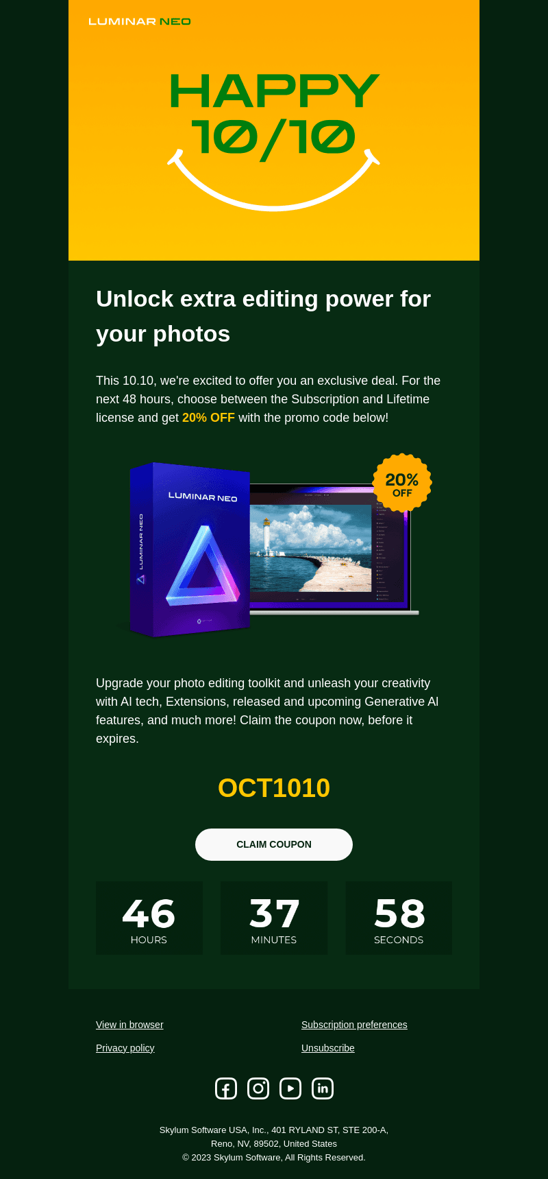 Exclusive 20% Off Luminar Neo