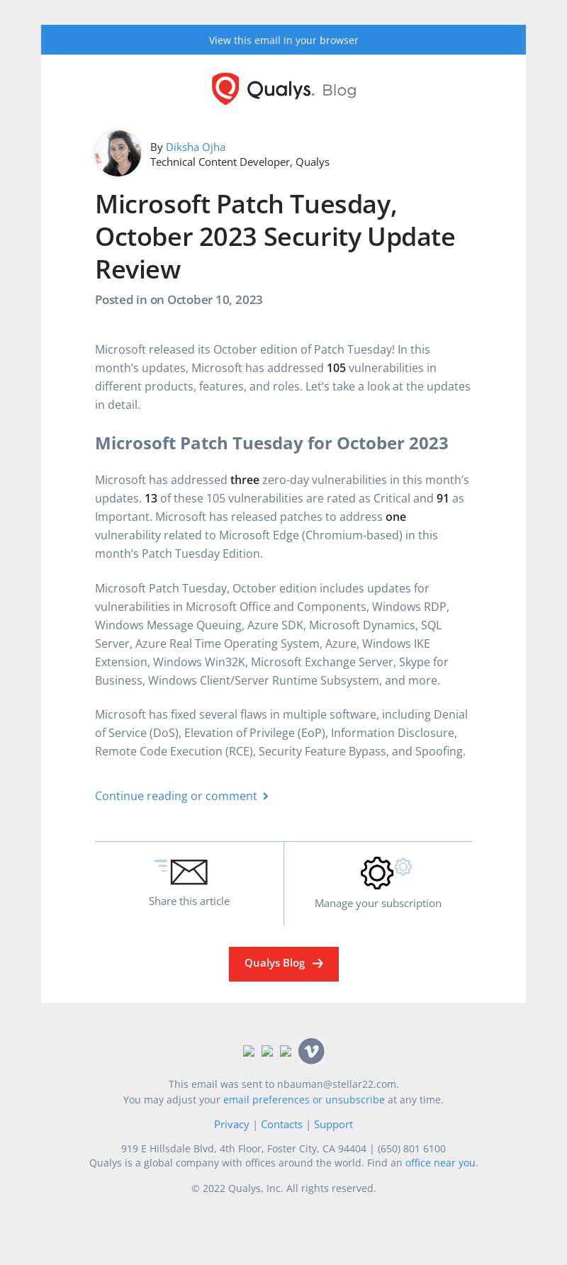 Read the latest post - Microsoft Patch Tuesday, October 2023 Security Update Review