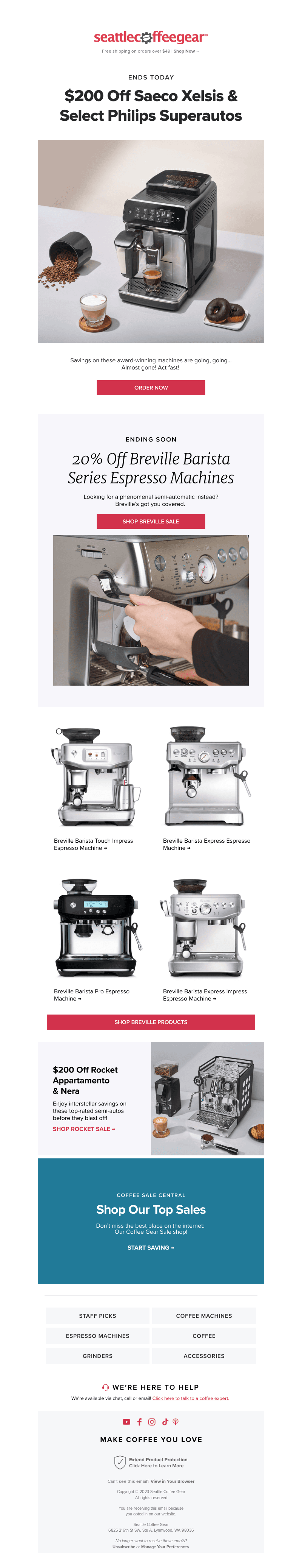 Seattle Coffee Gear email from Wed, Oct 11, 2023