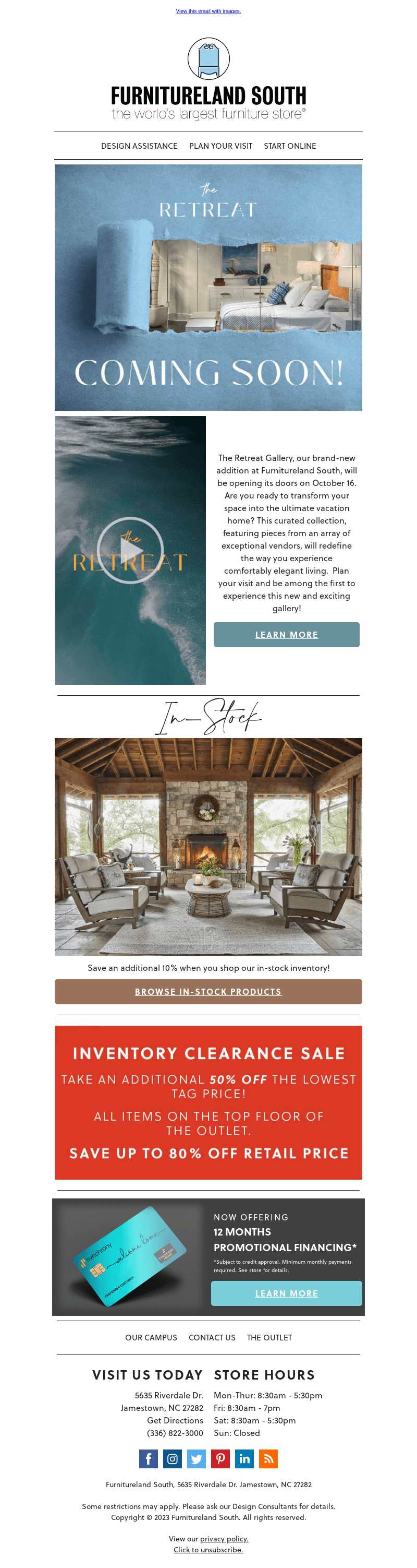 Furnitureland South email from Fri, Oct 13, 2023