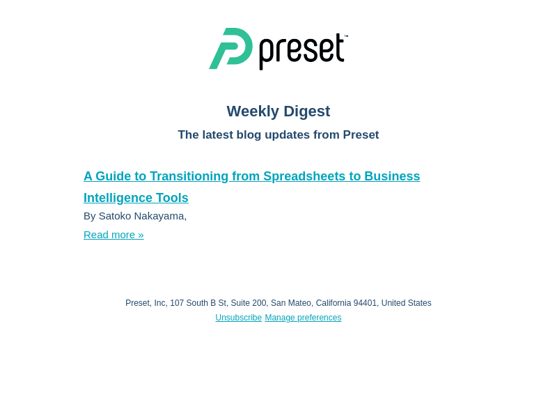 Preset Blogs Weekly Digest