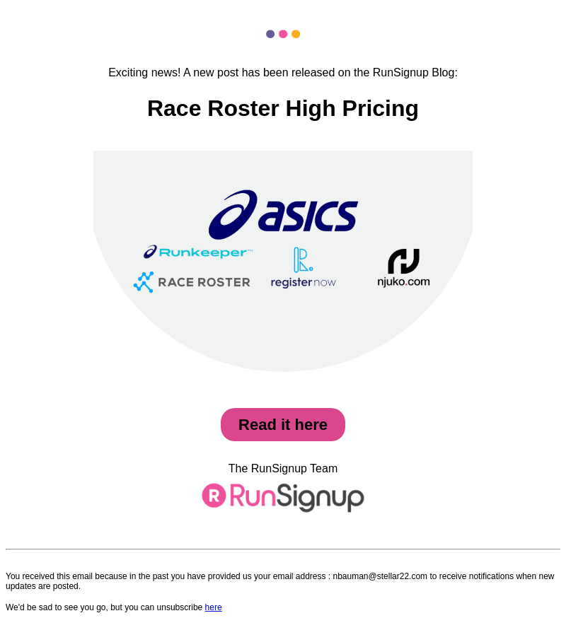 New Post! - Race Roster High Pricing