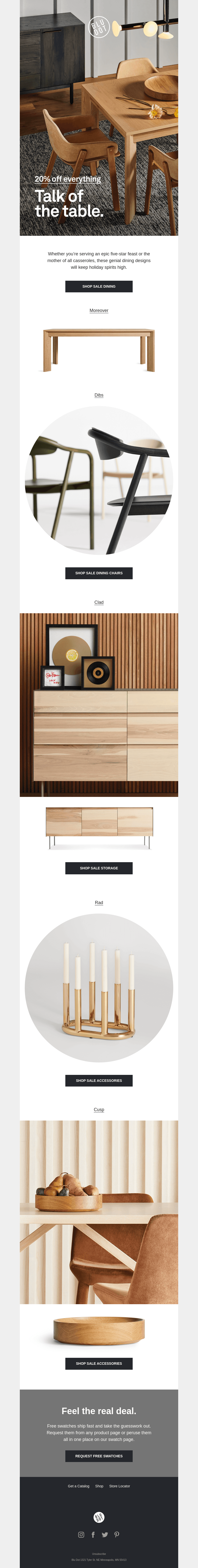 20% off all dining designs (and everything else).