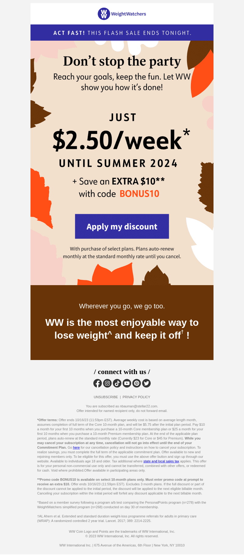 $2.50/wk + an extra $10 off—ends soon!