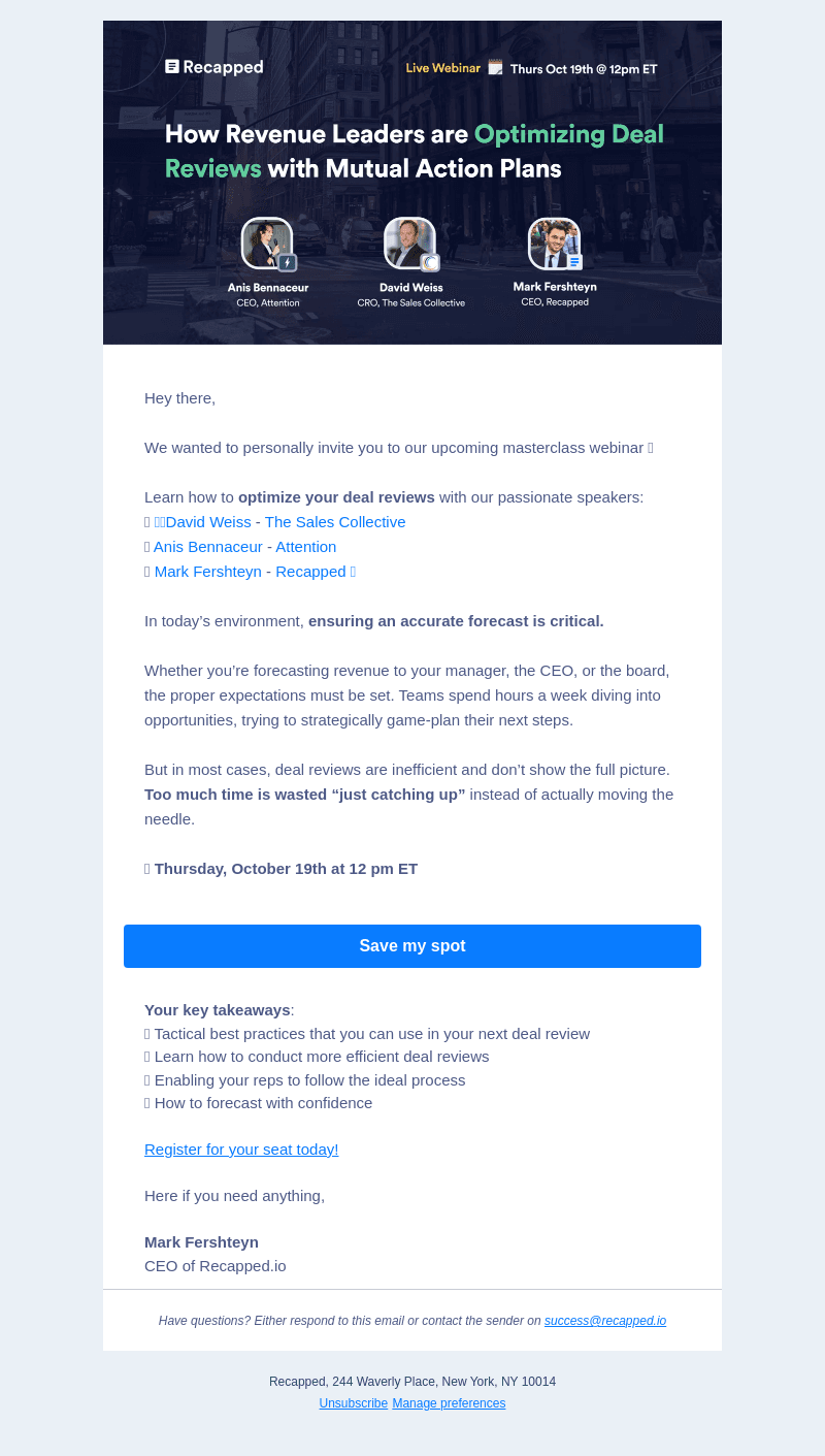 Recapped email from Mon, Oct 16, 2023