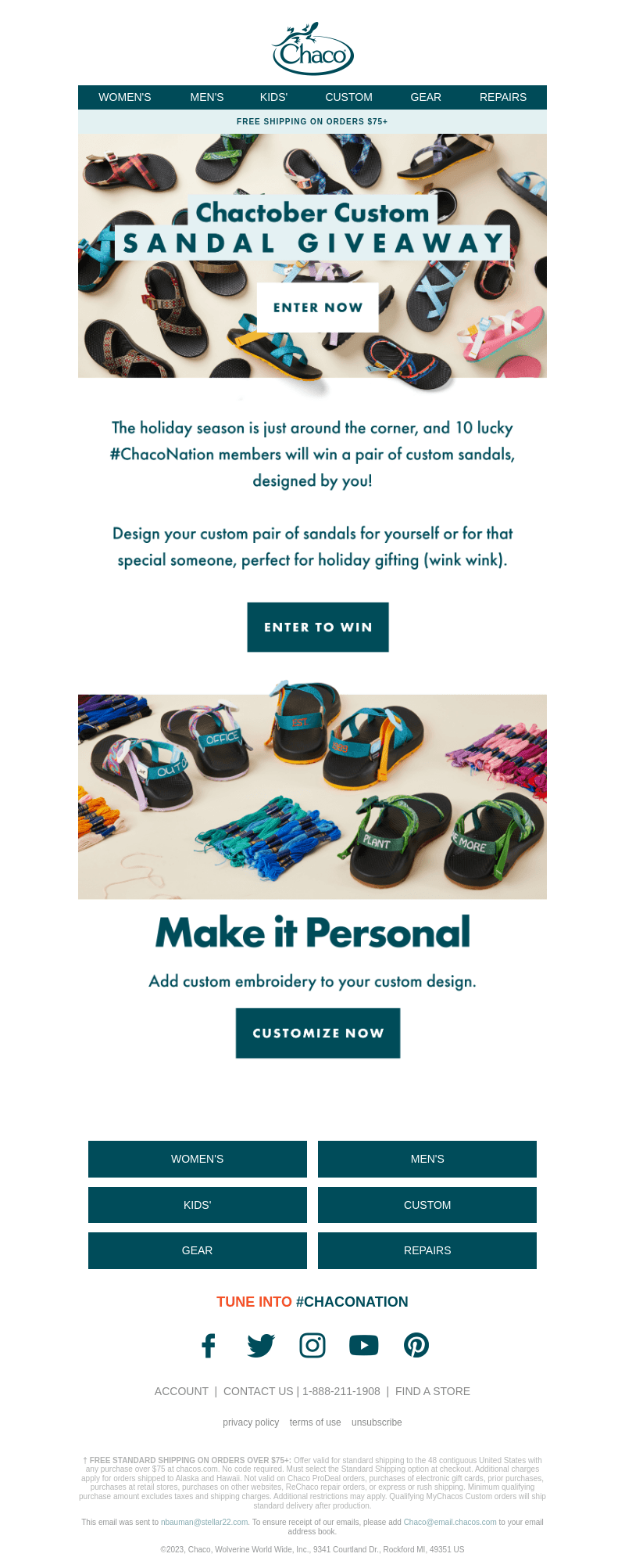 Chaco email from Mon, Oct 16, 2023