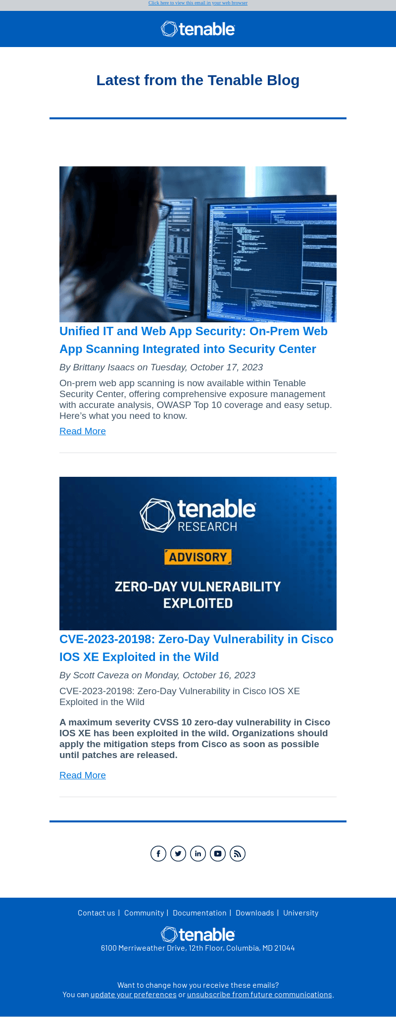 Latest from the Tenable Blog - Oct 17, 2023
