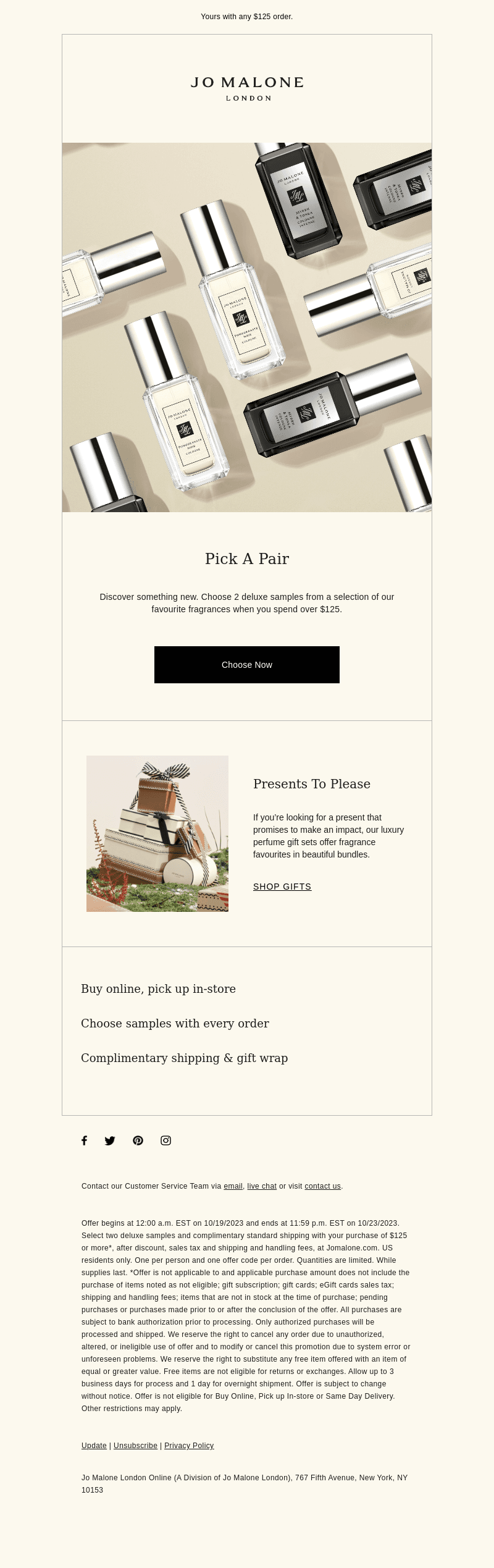 Choose two complimentary deluxe miniatures