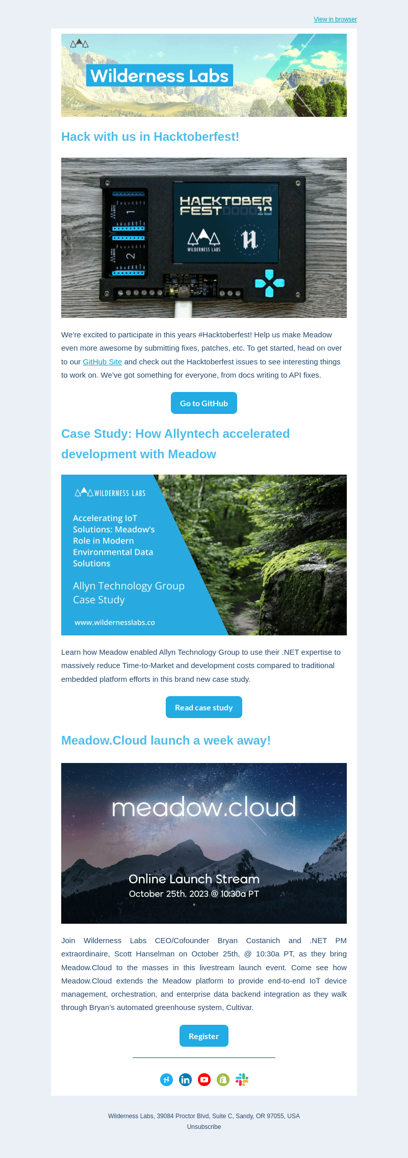 Wilderness Labs email from Thu, Oct 19, 2023