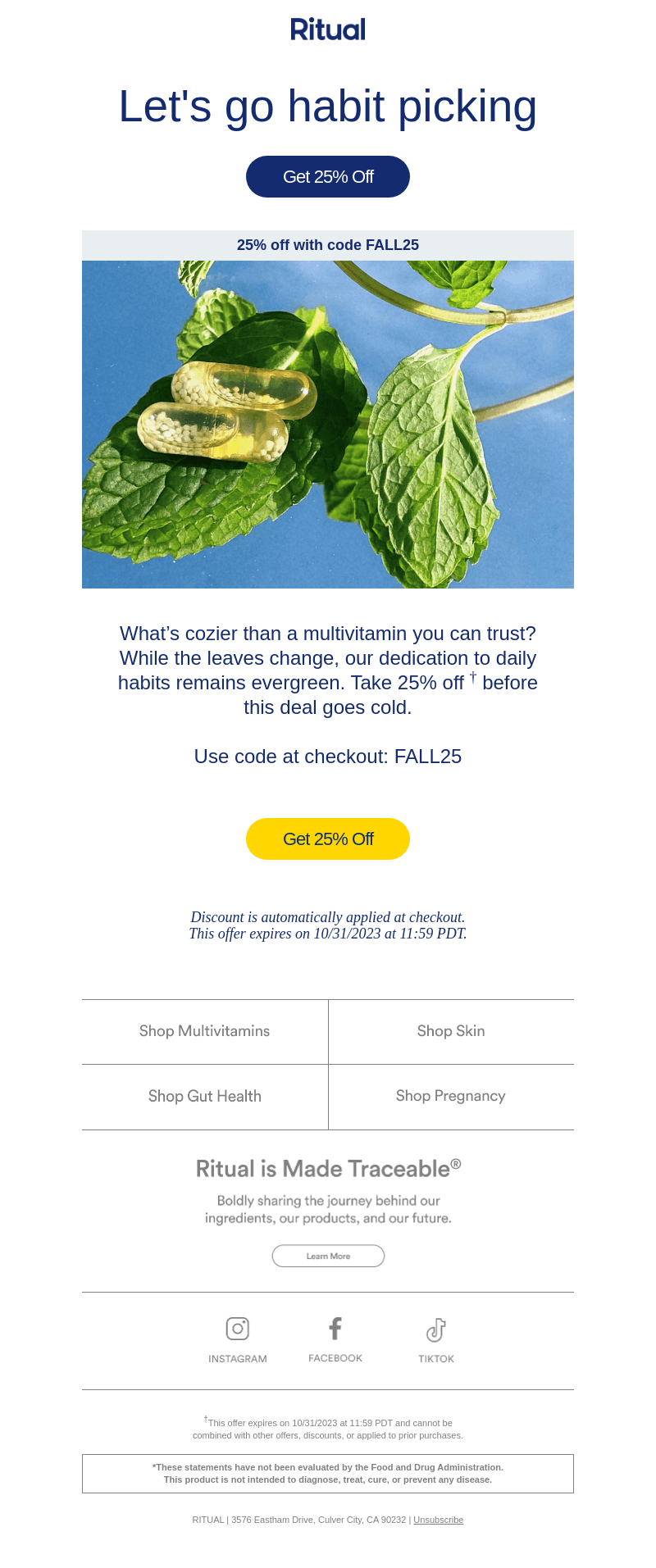 Get 25% off our favorite Fall color