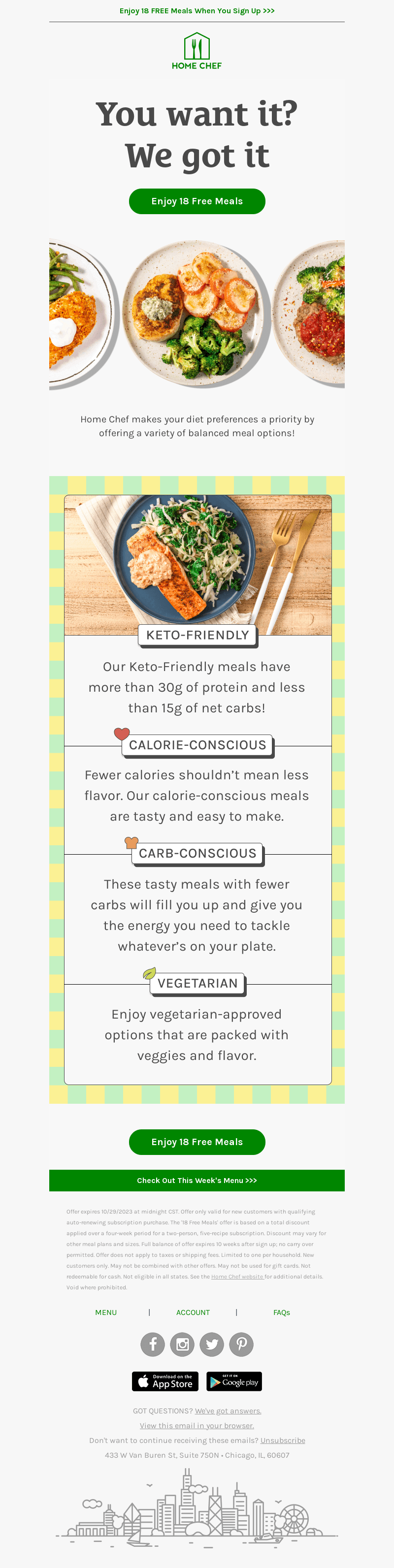Home Chef email from Mon, Oct 23, 2023