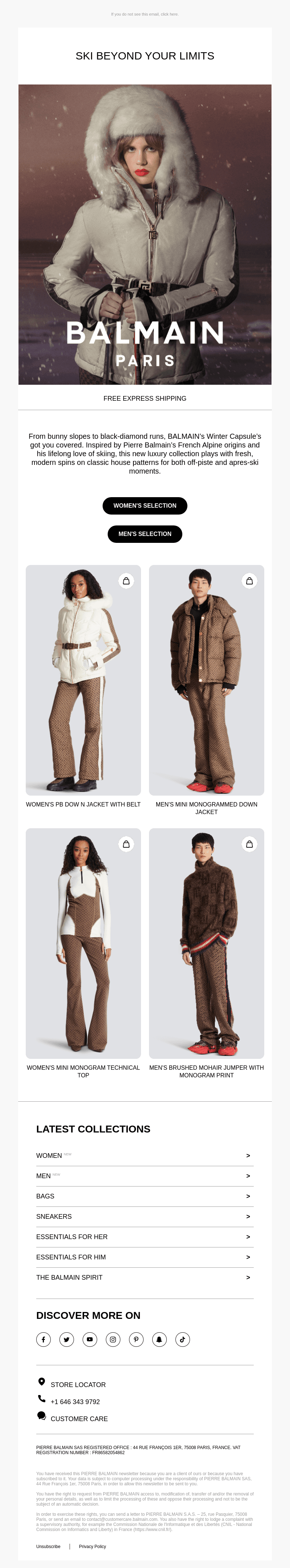 BALMAIN’S WINTER WONDERLAND