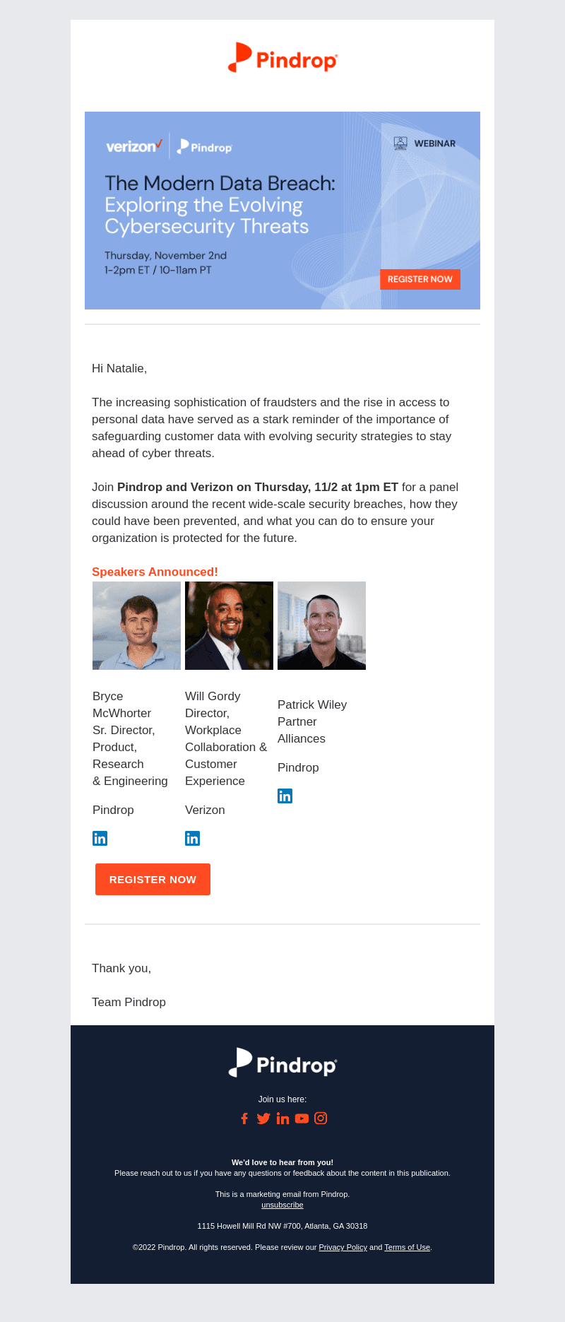 Speakers Announced! Pindrop & Verizon Cybersecurity Webinar.