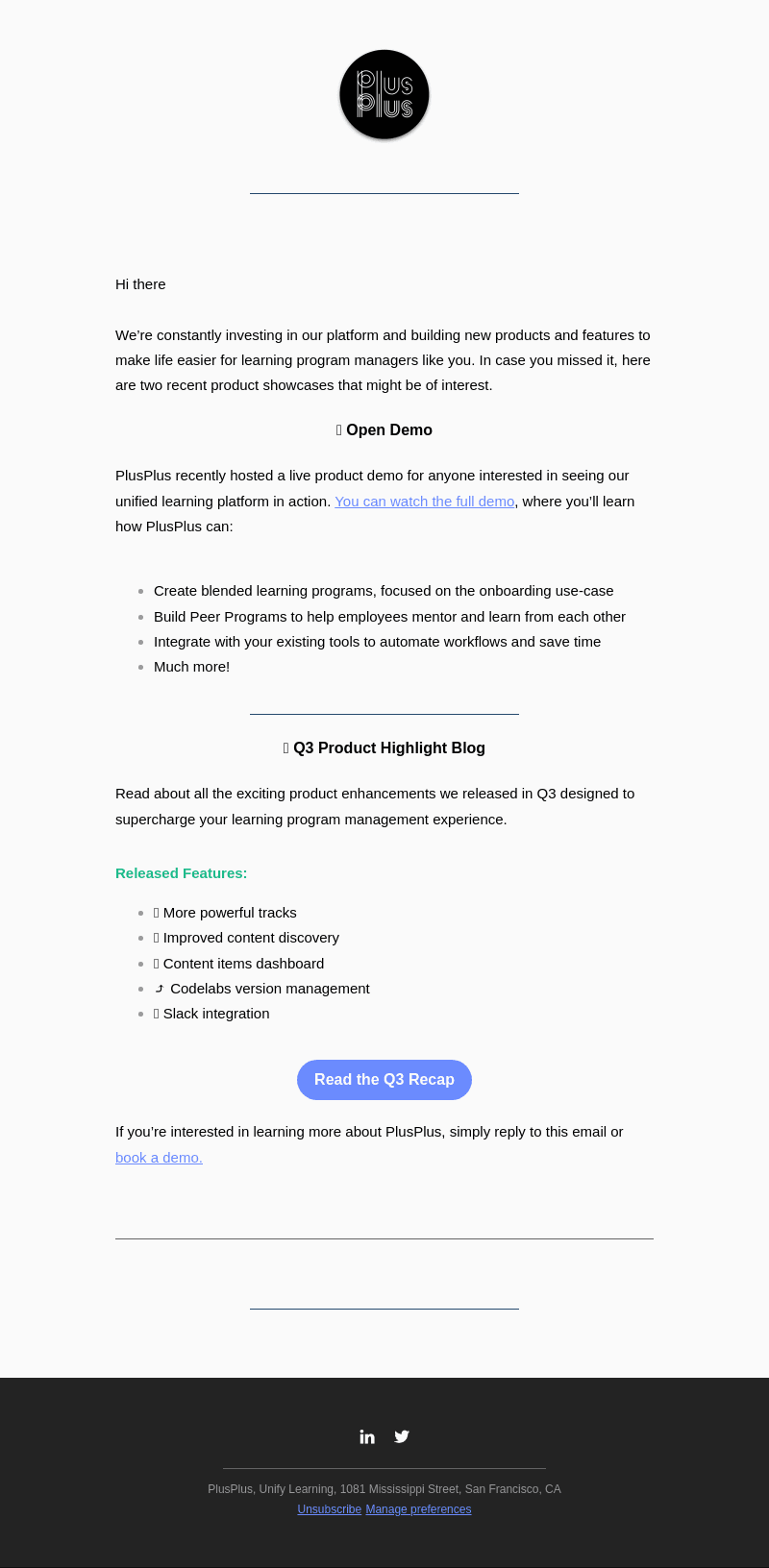 PlusPlus email from Thu, Oct 26, 2023