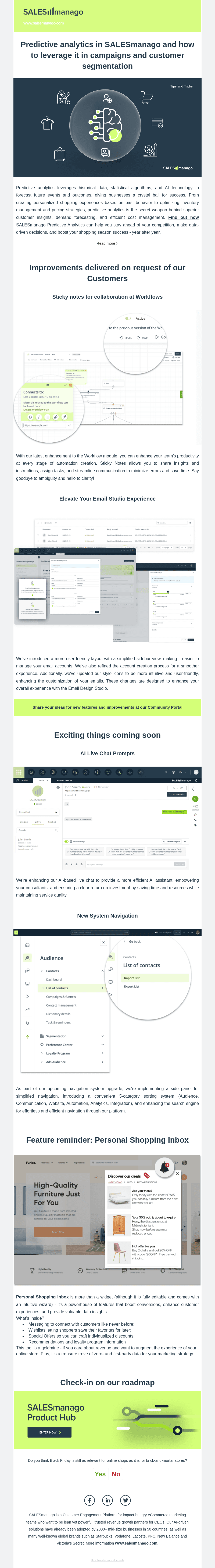 Predictive Analytics, Collaboration Tools for Workflows, Personal Shopping Inbox and more