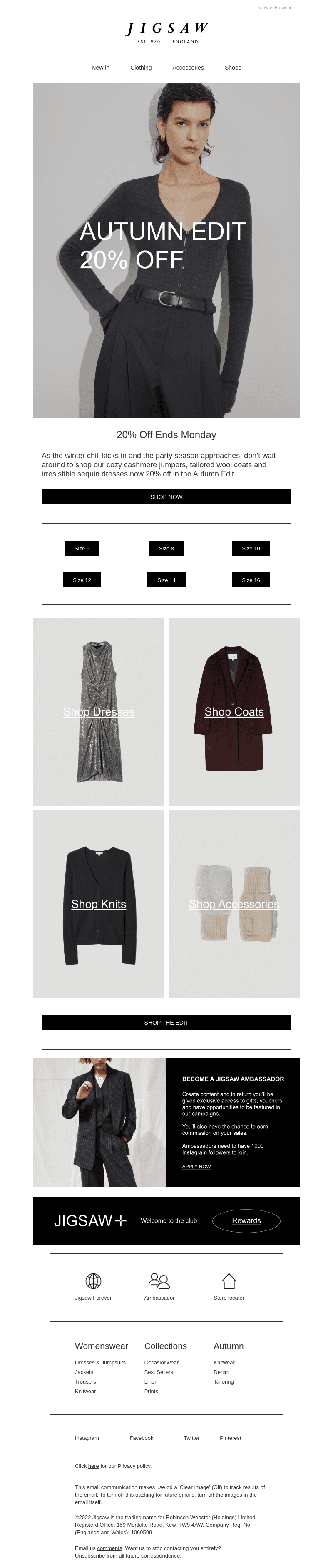 Ends Soon | Autumn Edit 20% Off