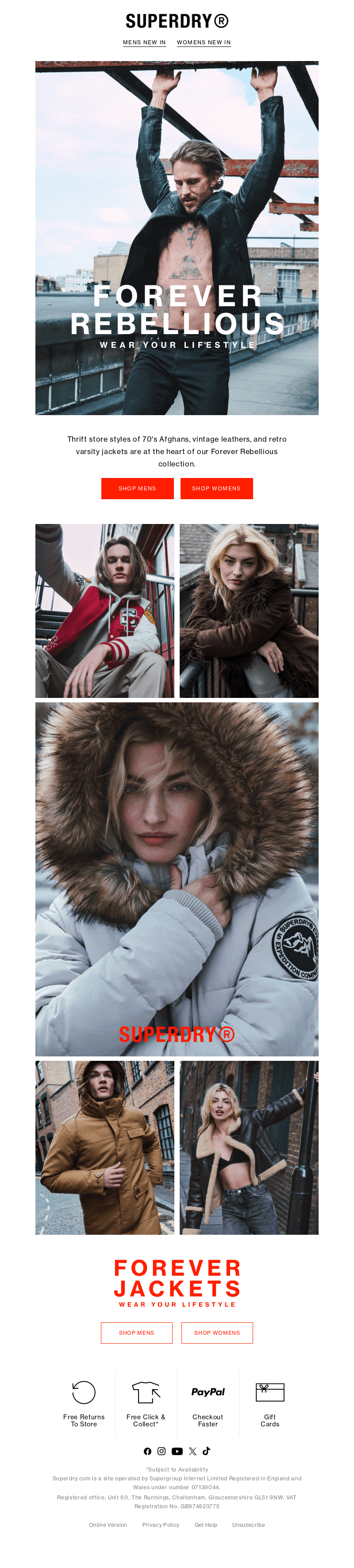 Stand up and stand out in Forever Rebellious jackets.