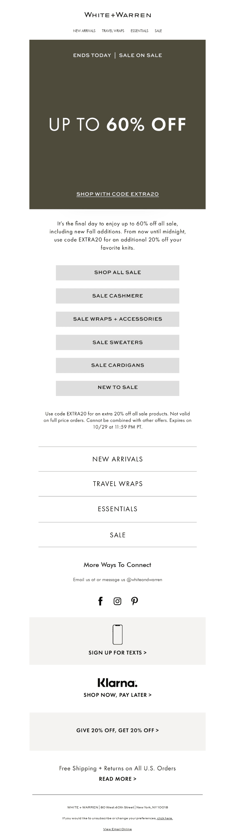 Until Midnight: Extra 20% Off Sale