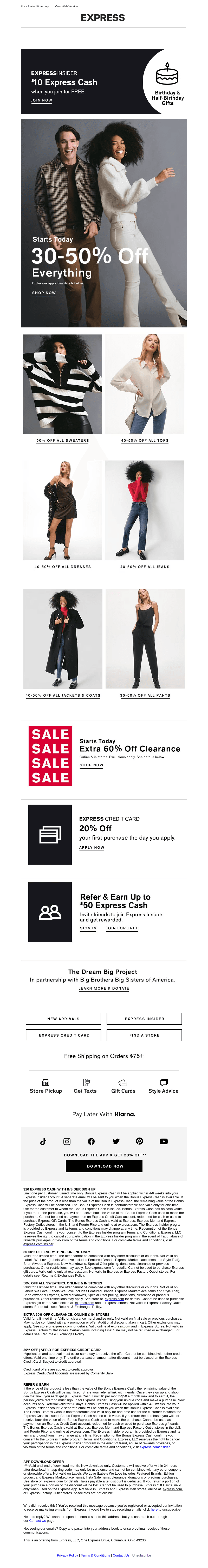 STARTS TODAY 📲 30-50% off everything online