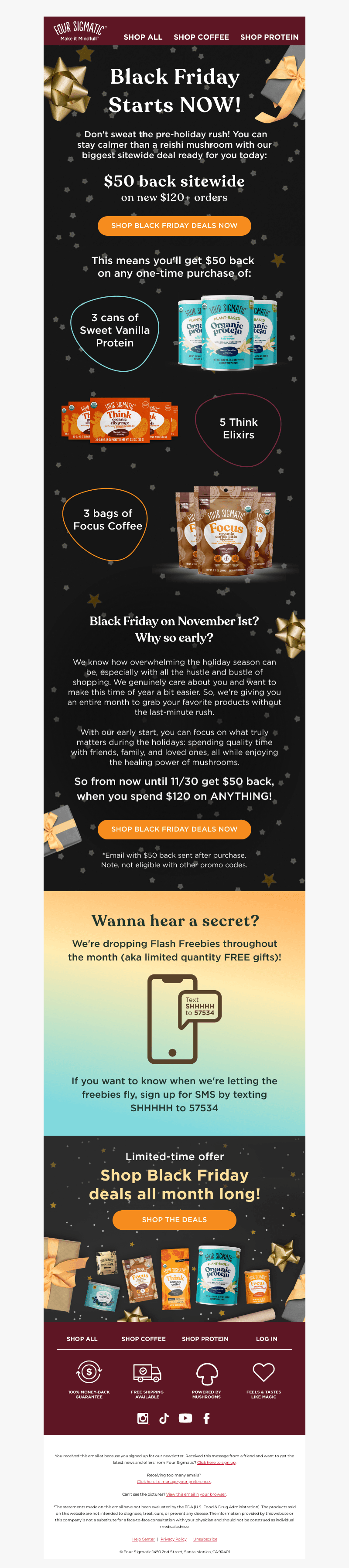 Black Friday is HERE: $50 back Sitewide!