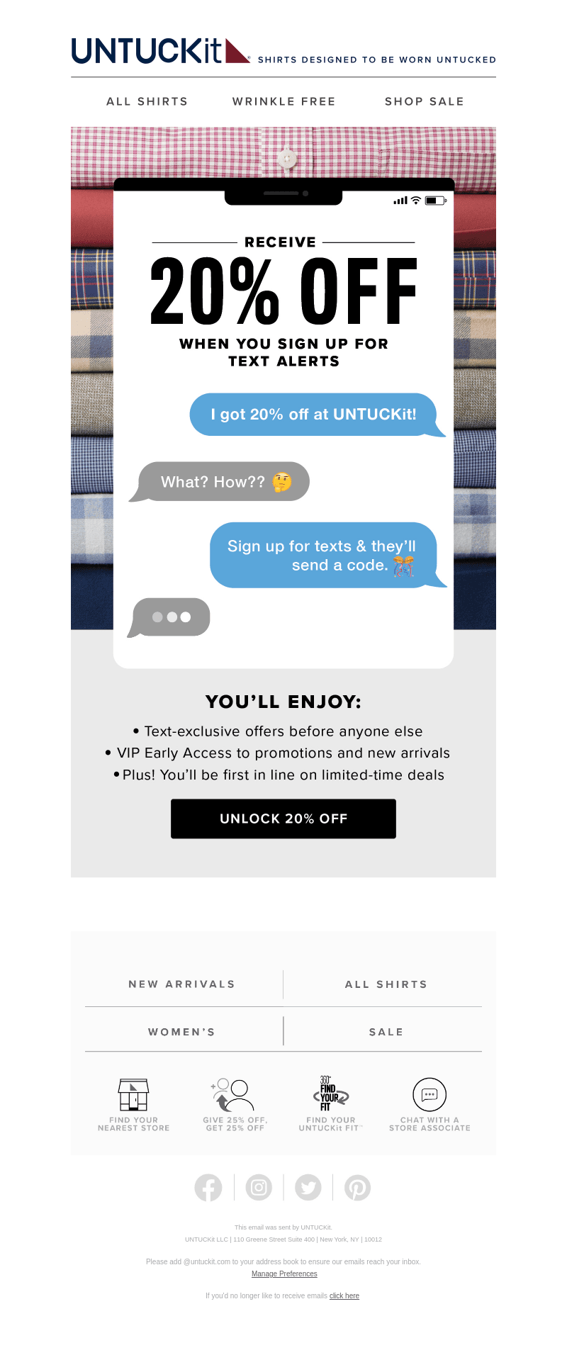 20% Off: Sign Up For Text Alerts