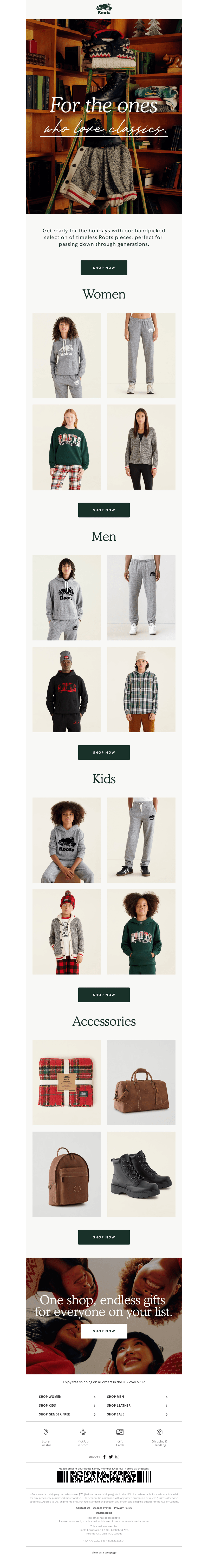 Holiday Gift Guide — Roots Classics from Cabin to Cooper
