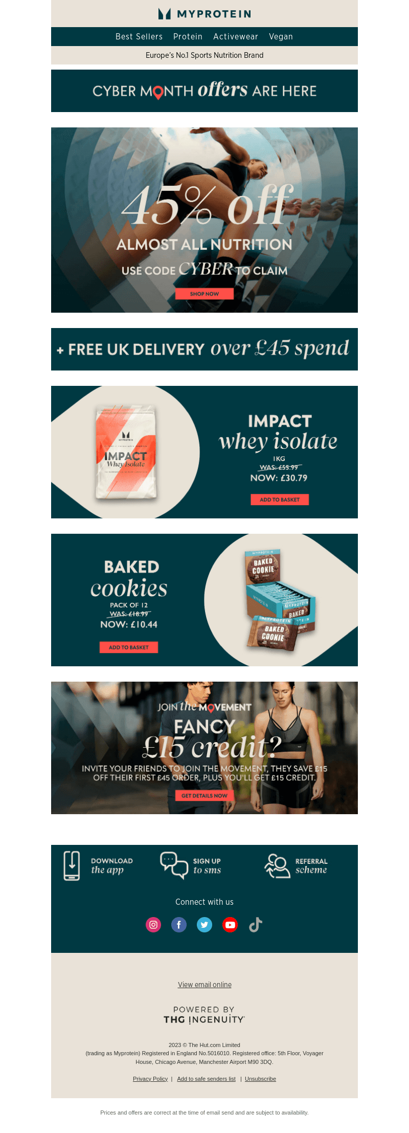 Nearly all nutrition is 45% off with code CYBER