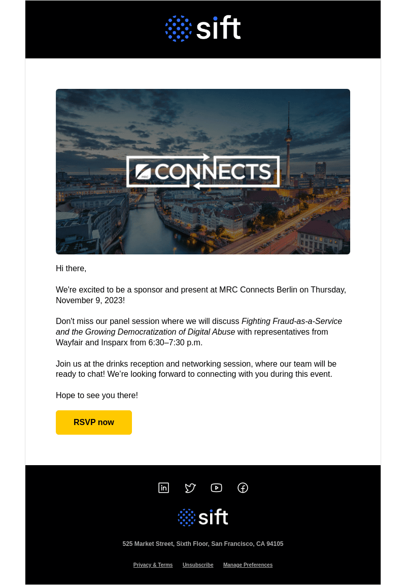 Join Sift at MRC Berlin Connects in Berlin