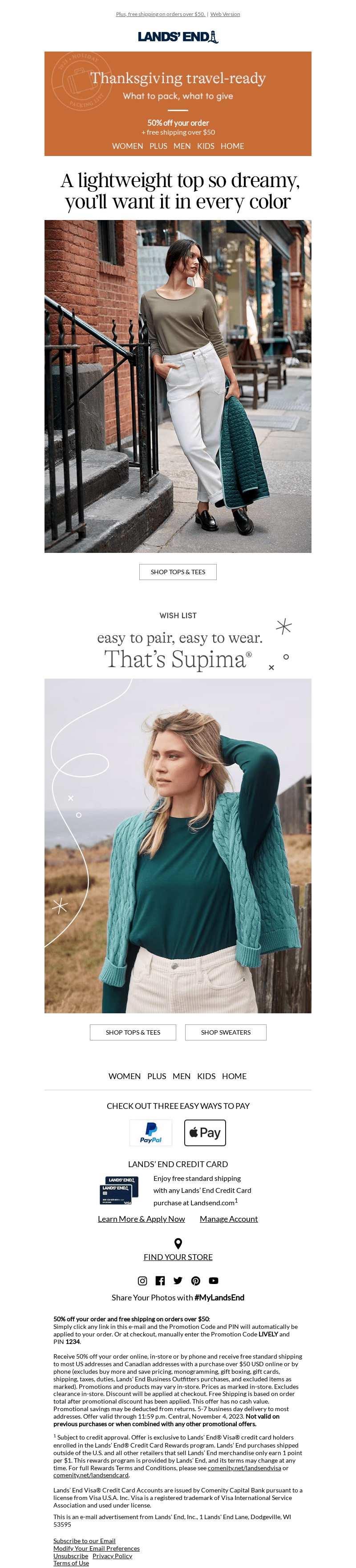 Lands' End email from Fri, Nov 3, 2023