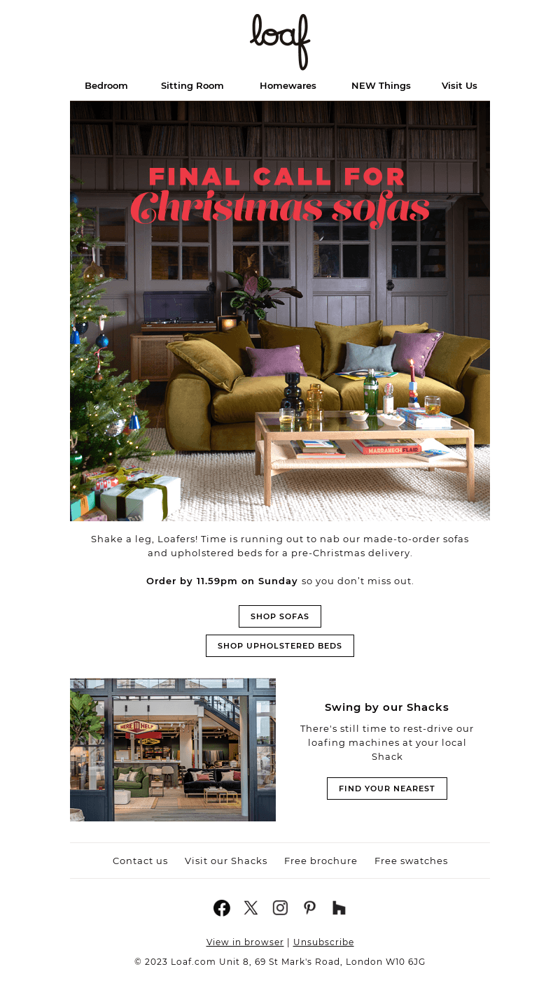 Order your Christmas sofa by Sunday
