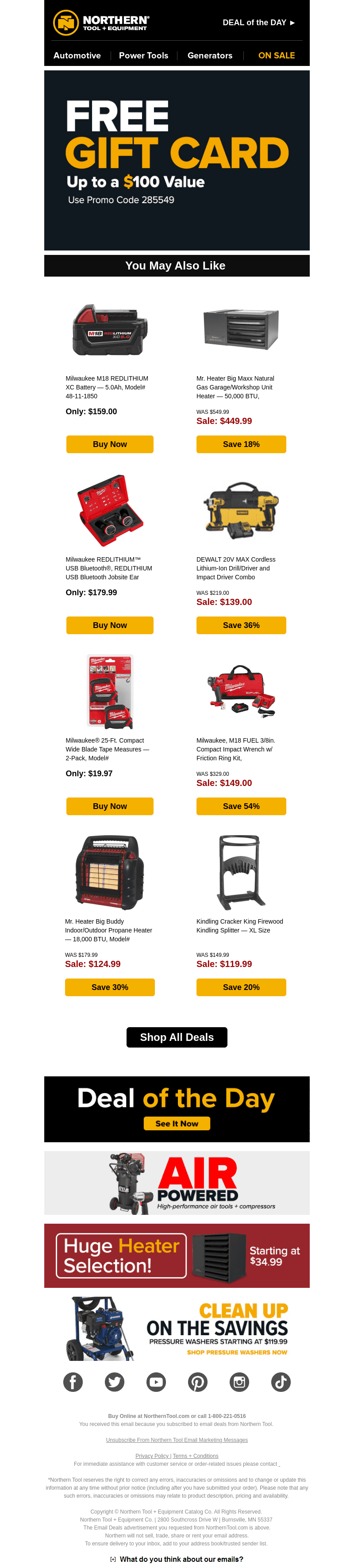 FREE Gift Card On Orders Over $100!