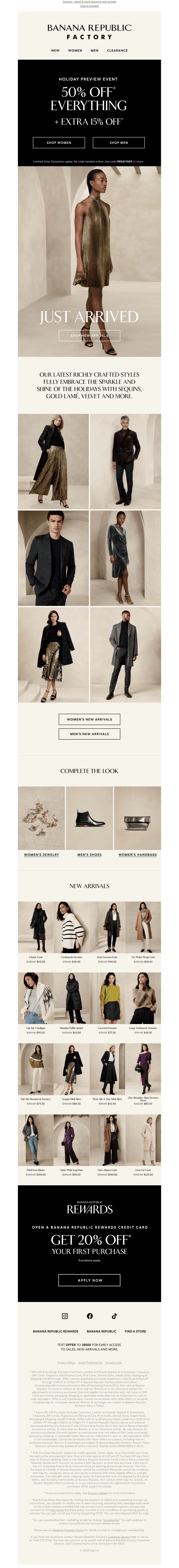 JUST IN: 50% off everything + extra 15% off