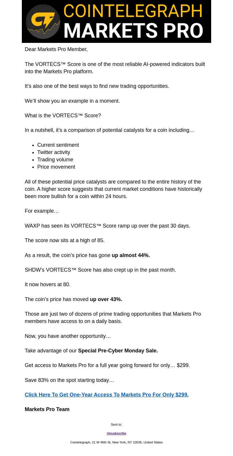 VORTECS™ Score points to big crypto moves
