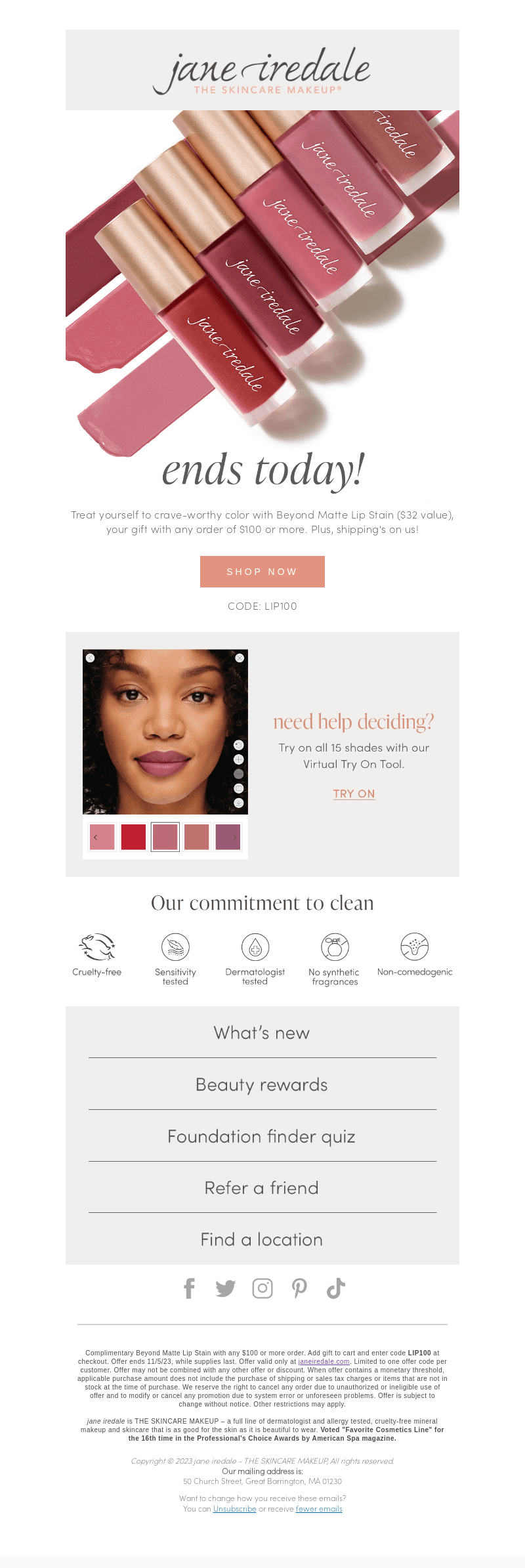 Free full-size lip stain ends today!