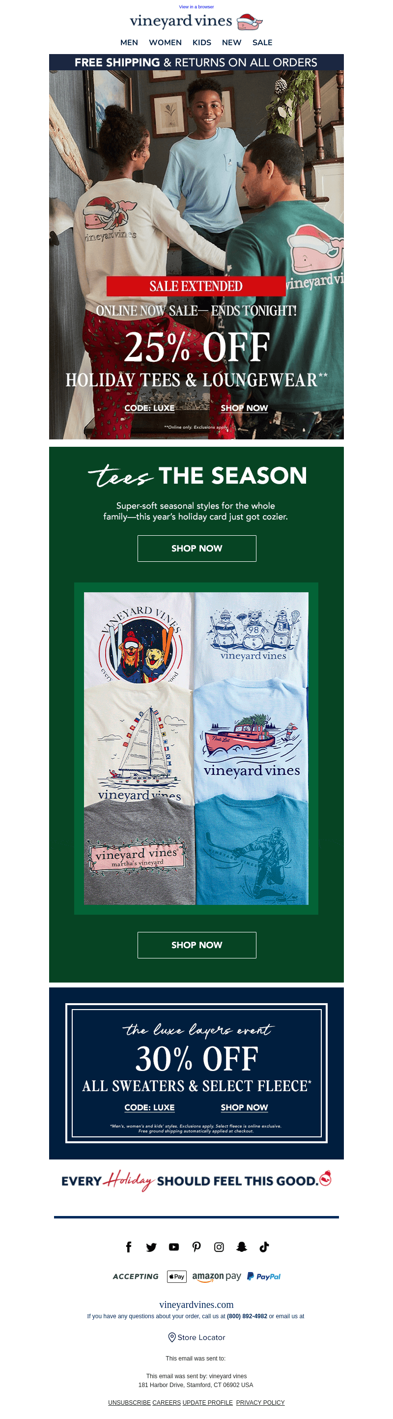 25% Off Holiday Tees & Lounge Extended!