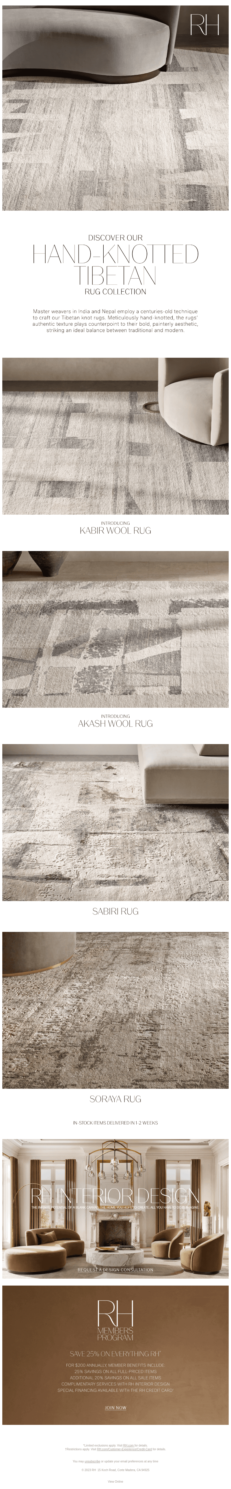 Restoration Hardware email from Mon, Nov 6, 2023