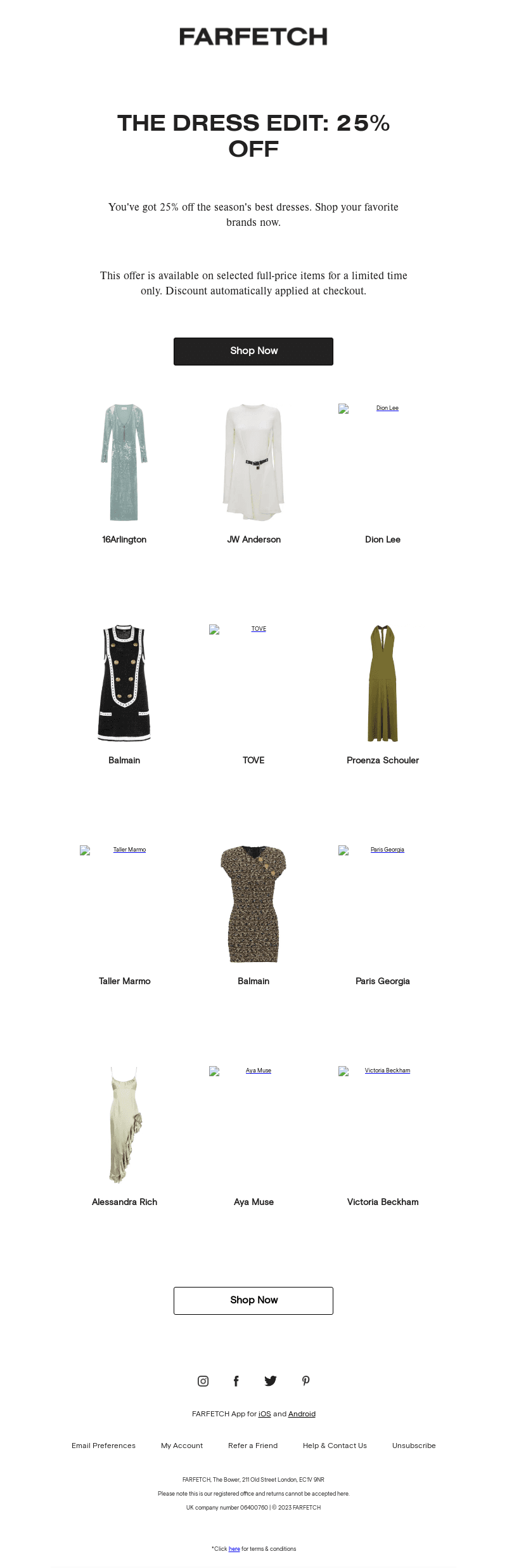 25% off the season's best dresses