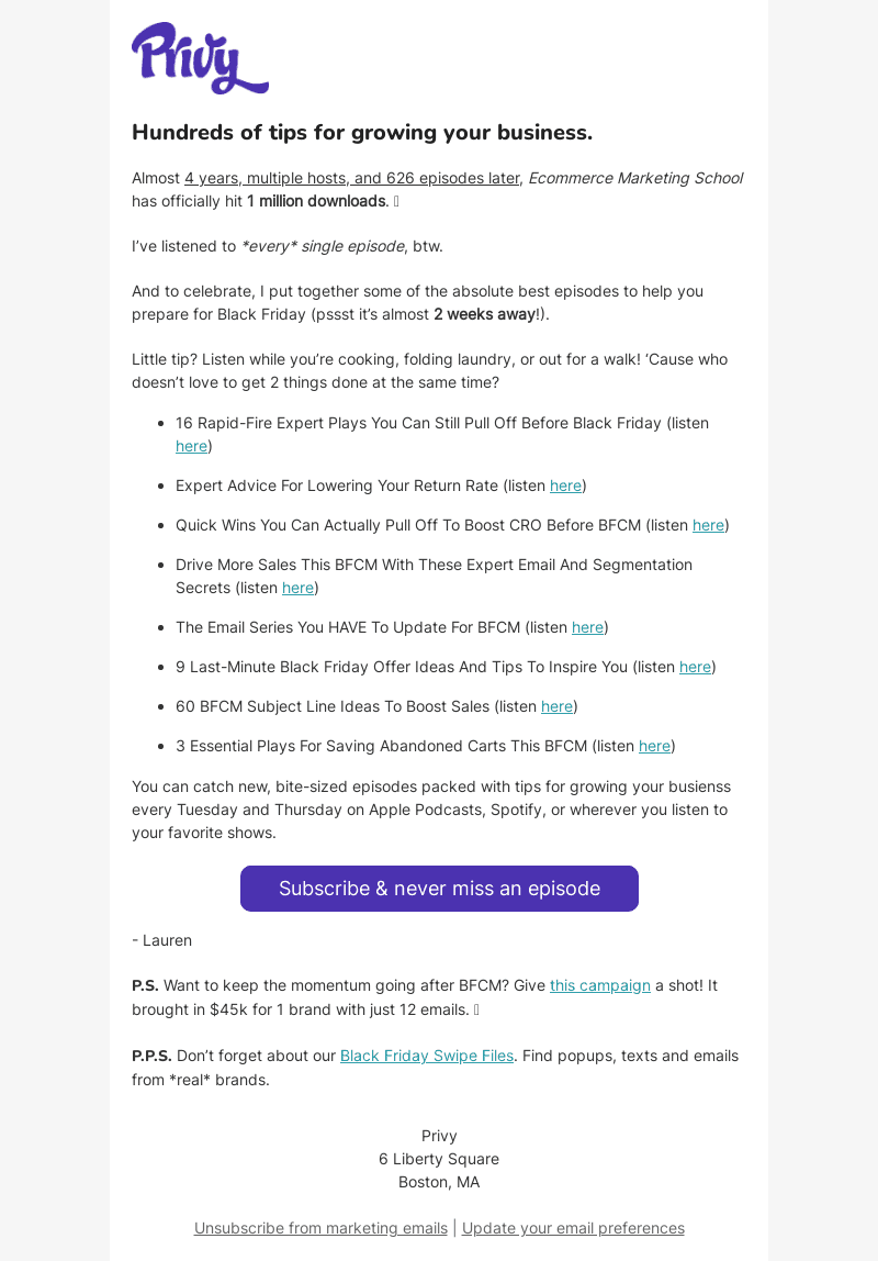 Privy email from Tue, Nov 7, 2023